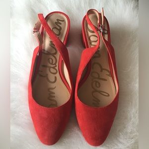 Sam Edelman Lorene blood orange block heels slingback 7.5